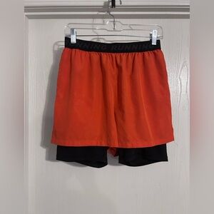Men's Athletic Orange and Black Running Shorts